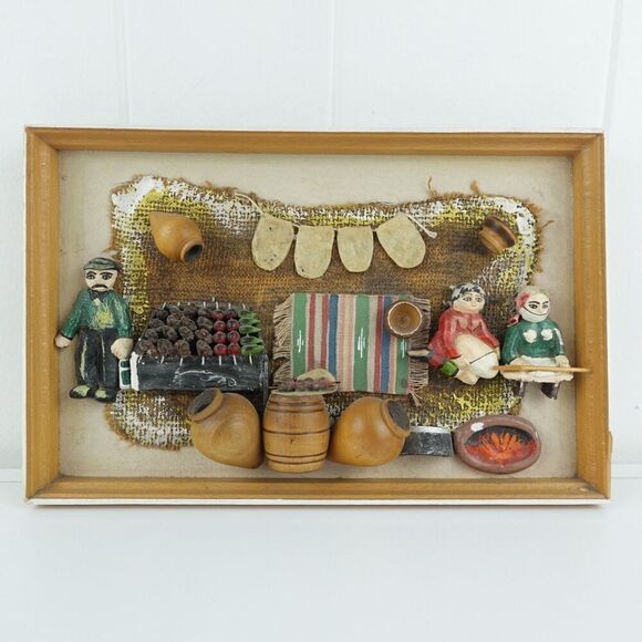 Armenian Folk Art Diorama 3D Picture  Depicting Cooking Handmade - Picture 1 of 13